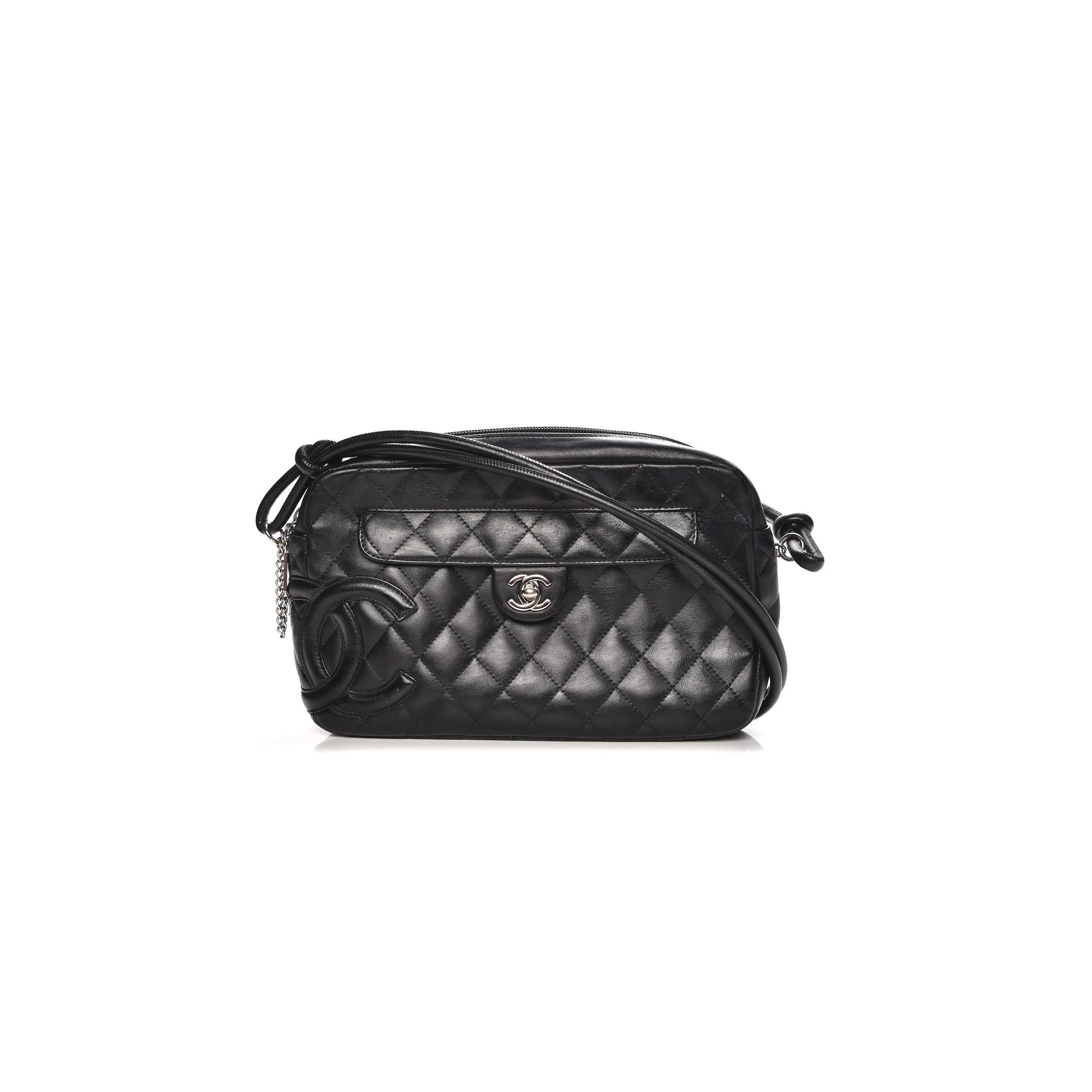 CHANEL CALFSKIN QUILTED CAMBON CAMERA CASE BLACK 222459 (27*16.5*6cm)
